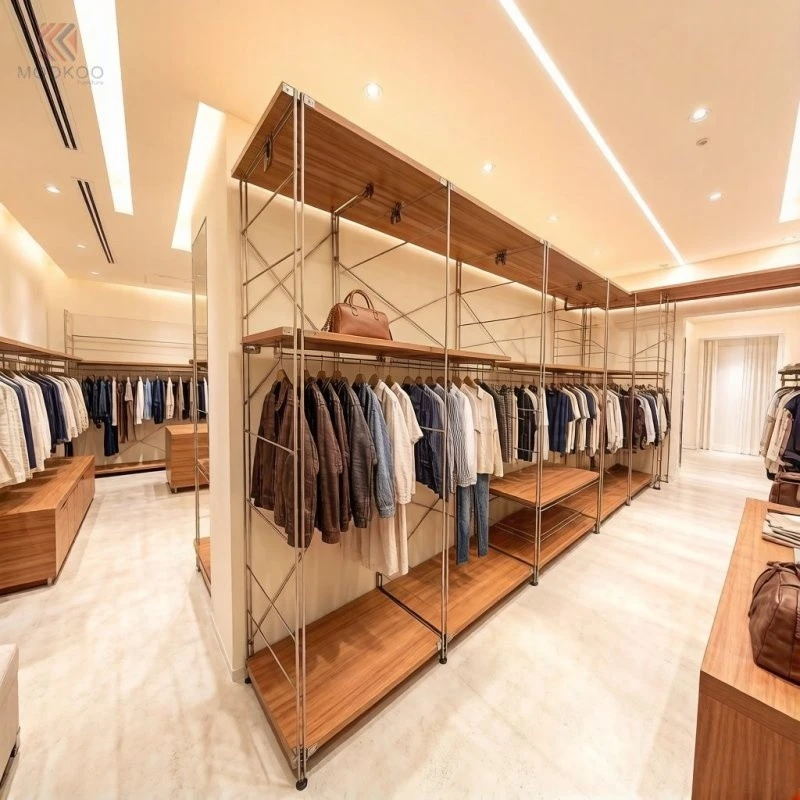 Commercial Grade Open Closet System Stainless Steel Garment Display Rack Metal Shelves Modular Walk-in Wardrobe Storage Cabinet best