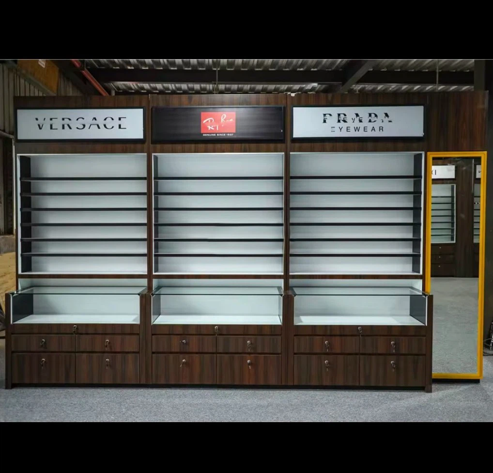 Custom Wooden Glasses Display Shop Decoration