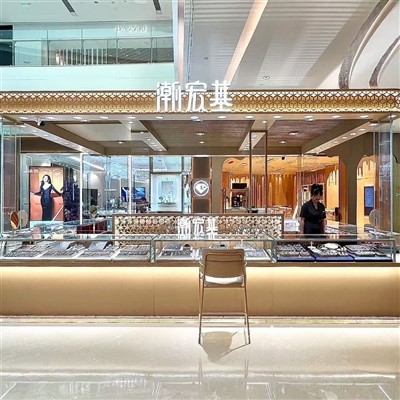 Kjosk tal-Mall tal-vetrina tal-ġojjellerija immuntata fuq il-ħajt