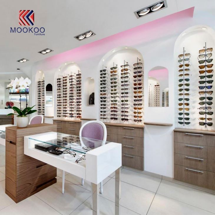 Eyewear Shop Furniture Design Wood Grain Glasses Cabinet