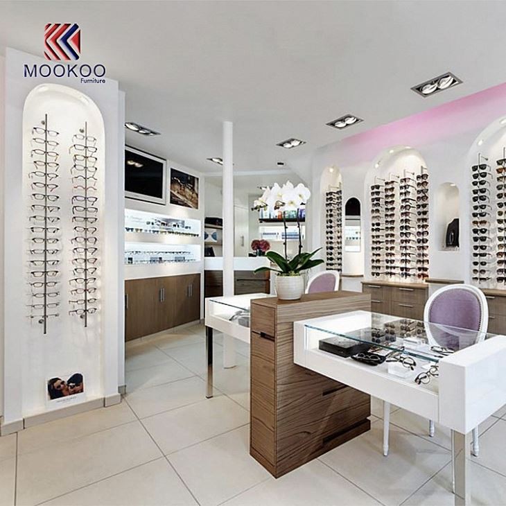Eyewear Shop Furniture Design Wood Grain Glasses Cabinet