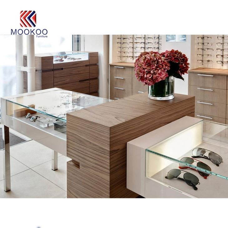 Eyewear Shop Furniture Design Wood Grain Glasses Cabinet