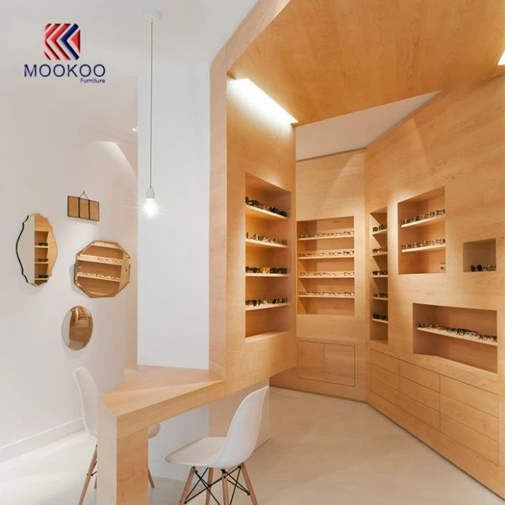 Wood Wall Mounted Glasses Display Eyewear Cabinet