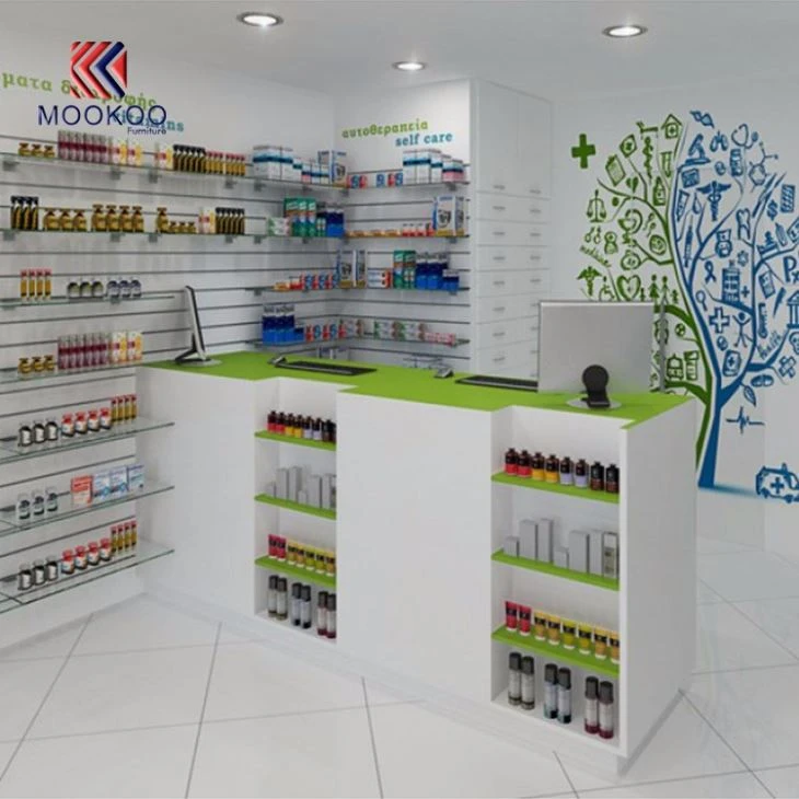 Drug Store Display Furniture Clear Glass Shelves