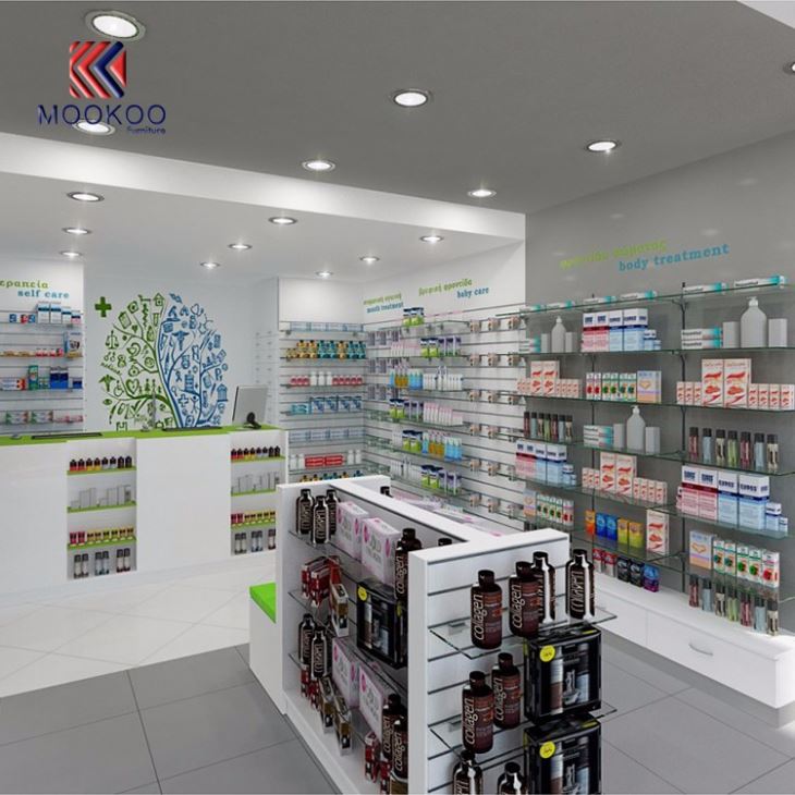 Drug Store Display Furniture Clear Glass Shelves