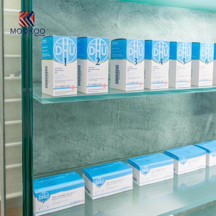 Factory Price Pharmacy Storage Tempered Glass Shelves