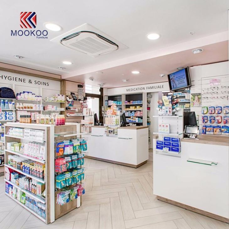 Modern Style Pharmacy Shop Display Cabinet
