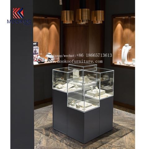 Kabinett tal-Wiri tal-Ħġieġ tal-Ħġieġ lussuż Għall-Ħanut tal-Jewellry