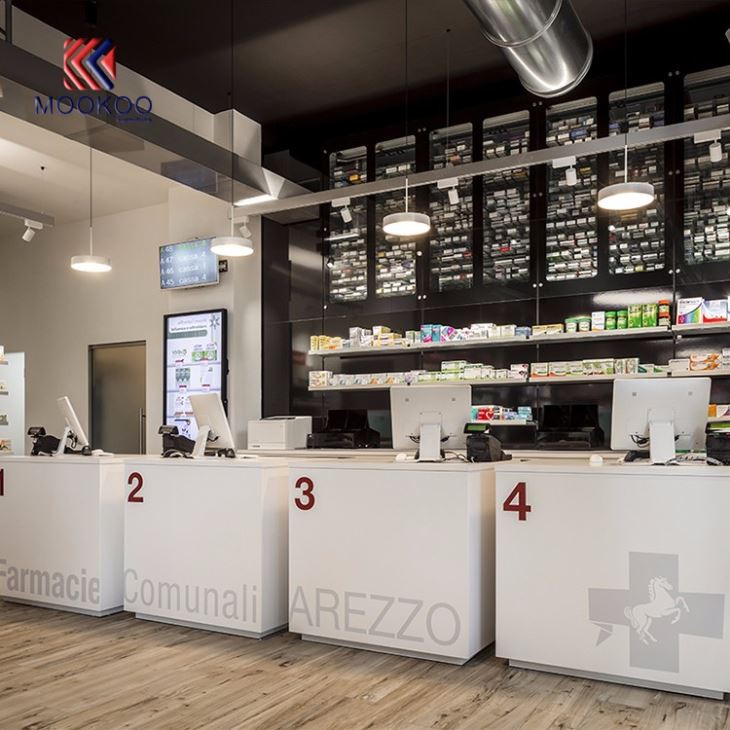 Wooden & Metallic Pharmacy Shop Showcase